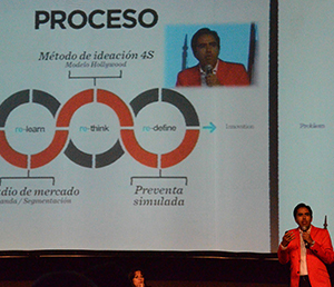 Carlos Munoz, socio fundador y director de  innovación Grupo 4 en presentación de como están cambiando los proyectos a nivel global al incluir la conceptualización de corazón del modelo de negocios