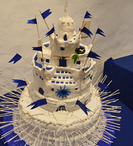 Casapueblo transformada en torta de cumpleaños para Carlos