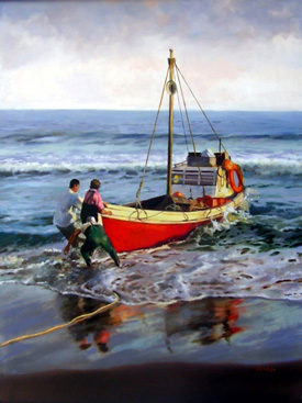 Pescadores - Técnica Óleo - 120 cm x 90 cm