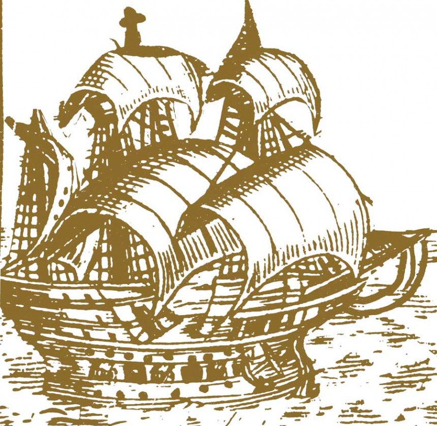 La expedición abandonó el puerto de San Lúcar en 1515, hacia la búsqueda de un pasaje entre el Océano Pacífico y el Océano Atlántico. 