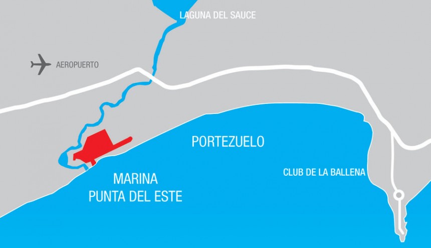 Mapa esquemático  de la ubicación del futuro puerto.